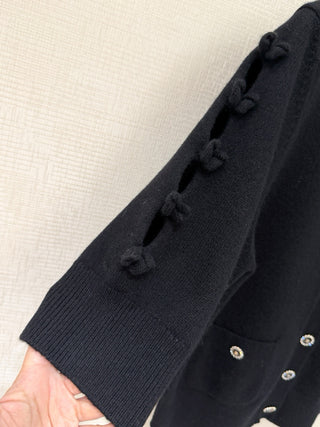 Chane  25K Premium Collection Cashmere Version 3D Bow Mid-Sleeve Knit Cardigan