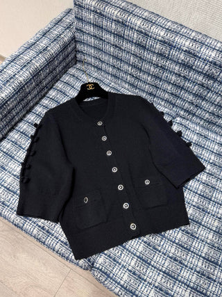 Chane  25K Premium Collection Cashmere Version 3D Bow Mid-Sleeve Knit Cardigan