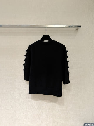 Chane  25K Premium Collection Cashmere Version 3D Bow Mid-Sleeve Knit Cardigan