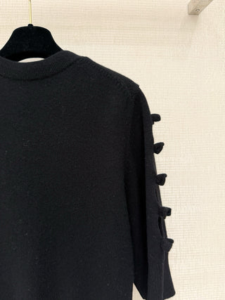 Chane  25K Premium Collection Cashmere Version 3D Bow Mid-Sleeve Knit Cardigan