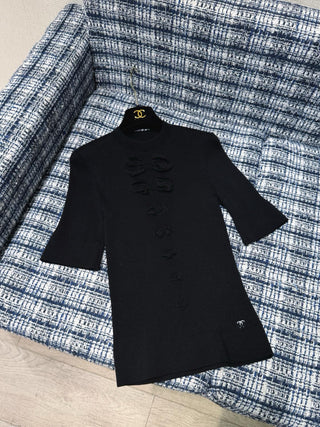 Chane  25K Bow-Tie Mid-Sleeve Knit Sweater