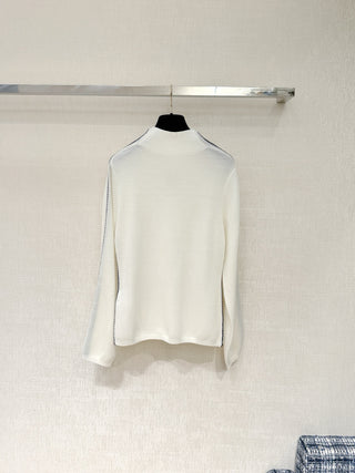 Chane 25N Ski Collection Double C Line Turtleneck Wool Knit Sweater