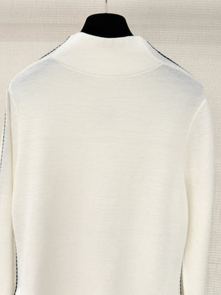 Chane 25N Ski Collection Double C Line Turtleneck Wool Knit Sweater