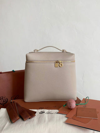 backpack, stone gray (with gold hardware)