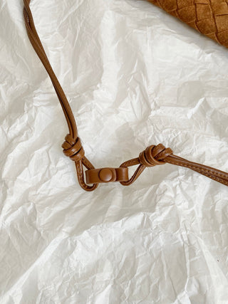 Giorno flap shoulder bag in suede, amber color.