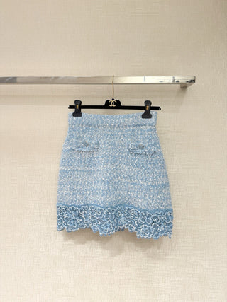 Chane* 25B Collection Blue Knit Cardigan Set