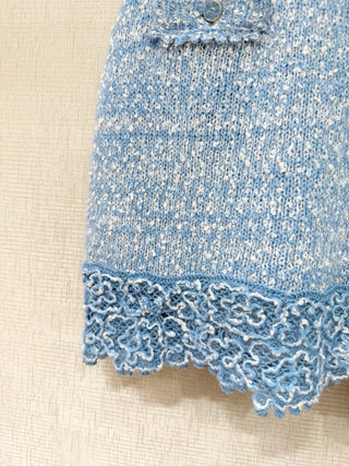 Chane* 25B Collection Blue Knit Cardigan Set