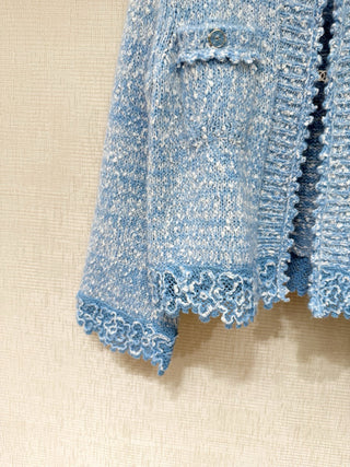 Chane* 25B Collection Blue Knit Cardigan Set