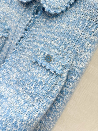 Chane* 25B Collection Blue Knit Cardigan Set