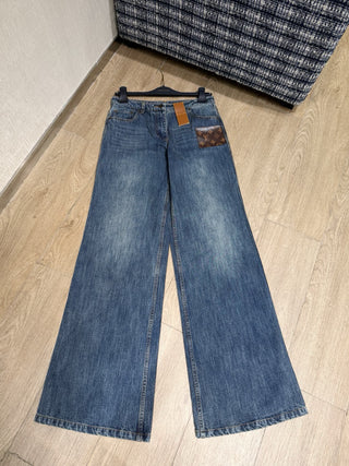 1v monogrammed leather jeans