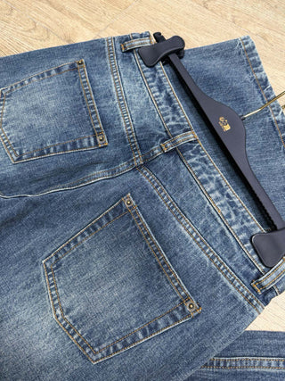 1v monogrammed leather jeans