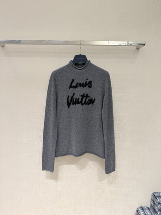 1v New Grey Wool Knit Sweater