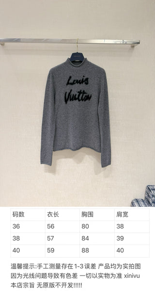 1v New Grey Wool Knit Sweater