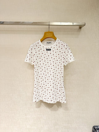 Miumi* New Floral Short-Sleeve T-Shirt