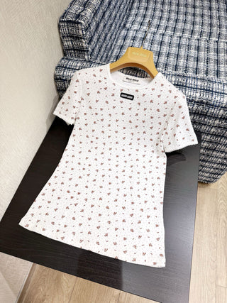 Miumi* New Floral Short-Sleeve T-Shirt