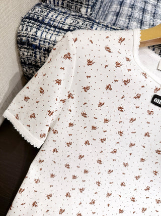 Miumi* New Floral Short-Sleeve T-Shirt