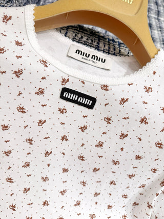 Miumi* New Floral Short-Sleeve T-Shirt