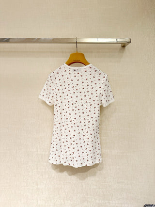 Miumi* New Floral Short-Sleeve T-Shirt