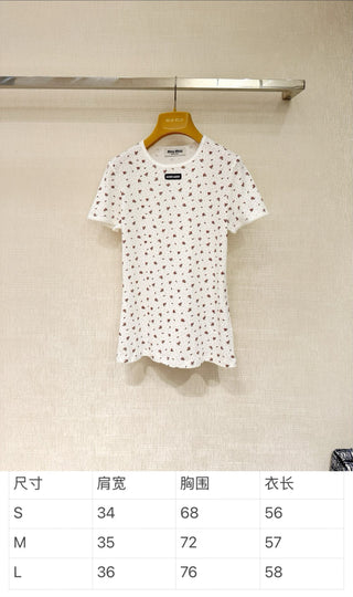 Miumi* New Floral Short-Sleeve T-Shirt