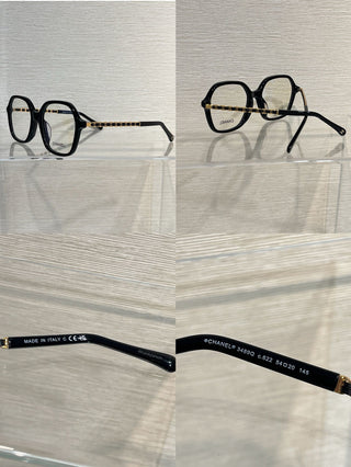 timeless classic leather chain-link glasses