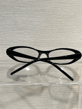Retro-style cat-eye double C-shaped bare-face glasses frame