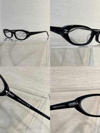 Retro-style cat-eye double C-shaped bare-face glasses frame