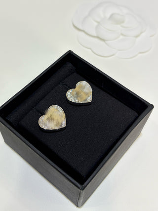 26P New Full Diamond Heart Earrings