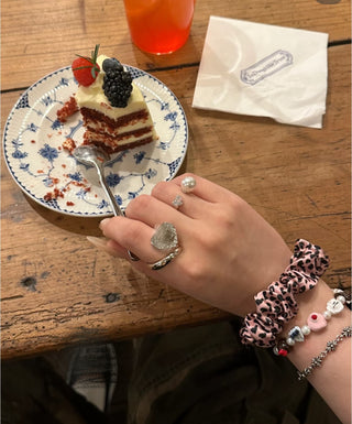 26P New Full Diamond Heart Light Gold Ring