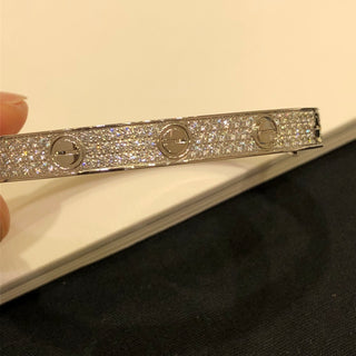 Wide white gold starry sky bracelet