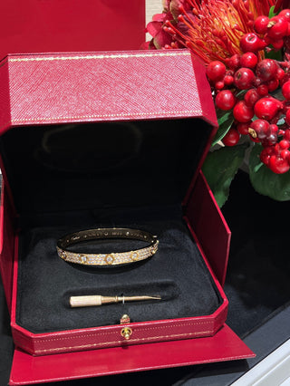 New version wide rose gold sparkling diamond bracelet