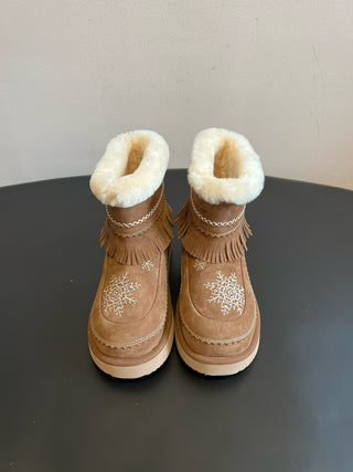 Unfoli* Autumn/Winter Retro Snowflake Tassel Snow Boots