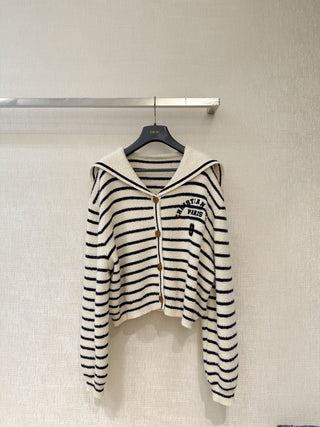 26 Early Spring Navy Collar Striped Knit Sweater✨