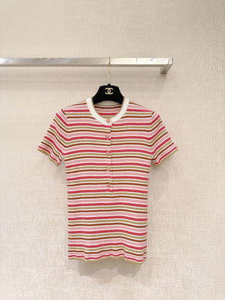 Fall/Winter Classic Collection / Fine Striped Knit Short Sleeve