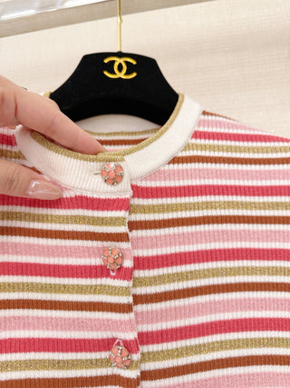 Fall/Winter Classic Collection / Fine Striped Knit Short Sleeve