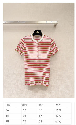 Fall/Winter Classic Collection / Fine Striped Knit Short Sleeve