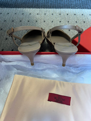 Classic V-buckle pointed toe low-heeled high heels