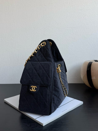 chane Black denim bucket bag