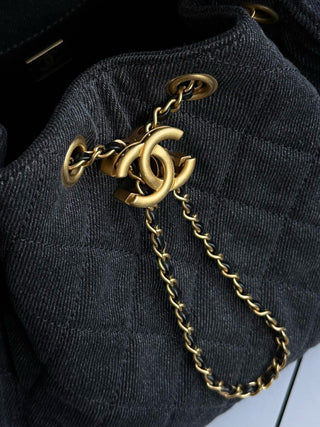 chane Black denim bucket bag
