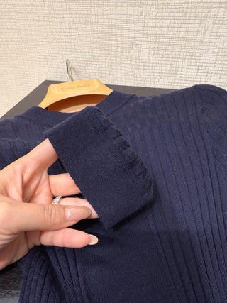 New Ribbed Knit Wool Sweater