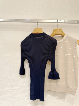New Ribbed Knit Wool Sweater