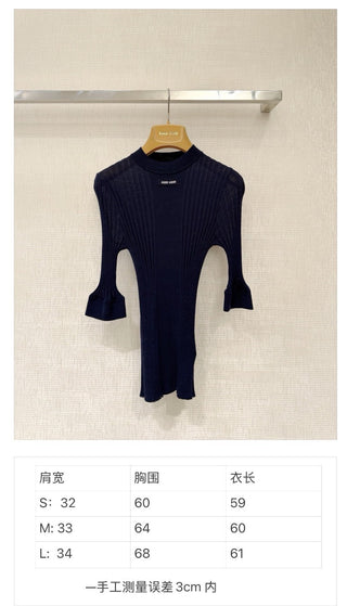 New Ribbed Knit Wool Sweater