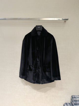 New Lapel Velvet Long Coat