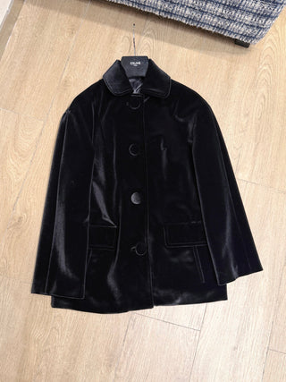 New Lapel Velvet Long Coat