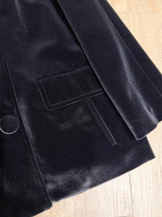 New Lapel Velvet Long Coat