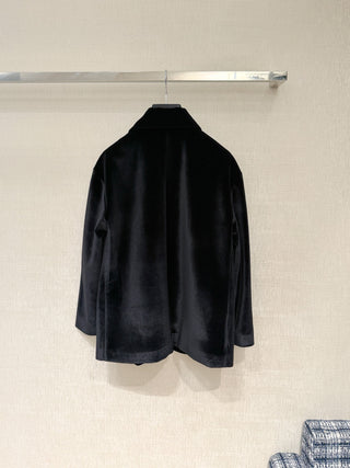 New Lapel Velvet Long Coat