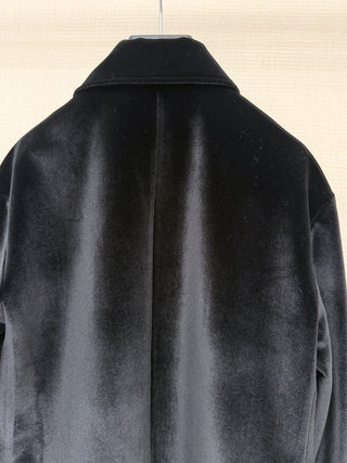 New Lapel Velvet Long Coat