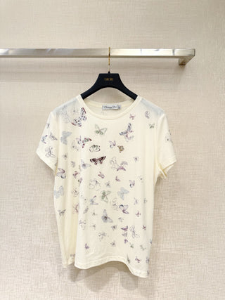 New Round Neck Butterfly Print Short-Sleeve T-Shirt