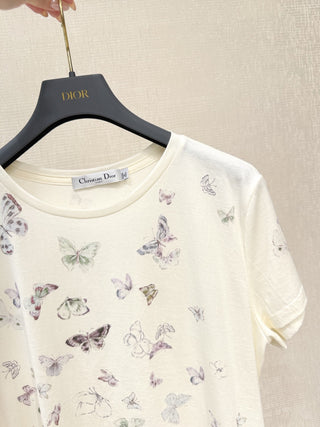 New Round Neck Butterfly Print Short-Sleeve T-Shirt