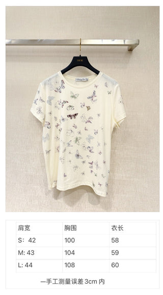 New Round Neck Butterfly Print Short-Sleeve T-Shirt