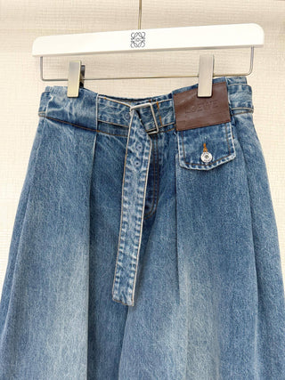 26SS Early Spring New Arrival: Pleated Wide-Leg Jeans with Belt